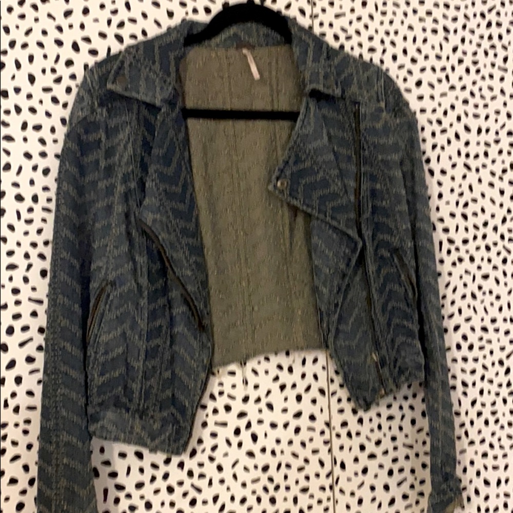 Free people moto jacket denim S